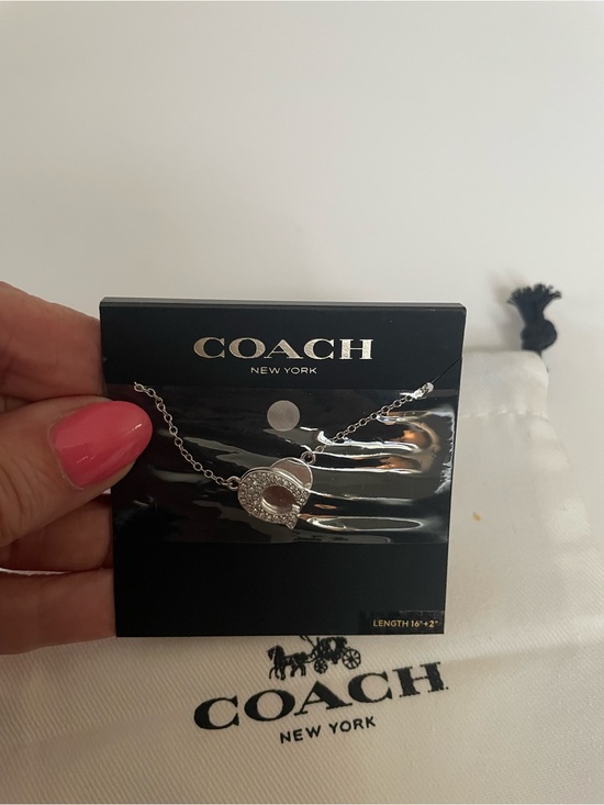 Coach Jewelry - Coach Silver Heart Necklace with pave C